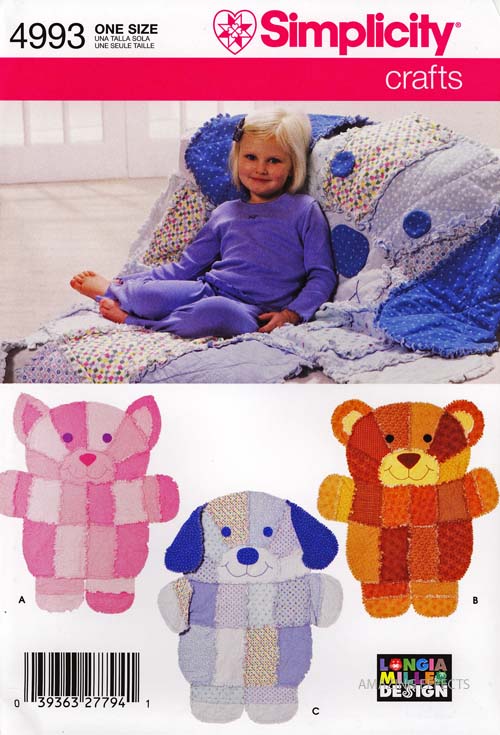 Rag Quilt Patterns For Babies. Simplicity Pattern 4993 ANIMAL