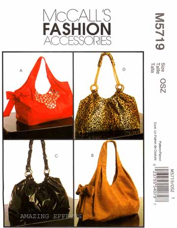 Details about McCall's Pattern M5719 Hobo Bags Purse Tote 5719