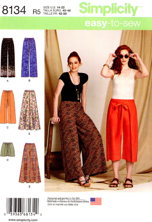 Simplicity Sewing Pattern 8134 Women 1422 Pants Wrap pants Shorts Wide